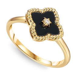 Pierścionek z czarnym agatem i diamentem (R98240 Y BAG): 10 - zdjęcie: 2