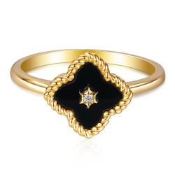 Pierścionek z czarnym agatem i diamentem (R98240 Y BAG): 14 - zdjęcie: 4