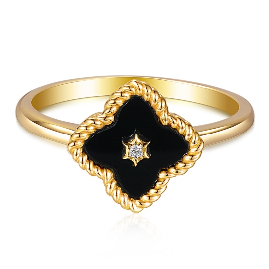 Pierścionek z czarnym agatem i diamentem (R98240 Y BAG): 10