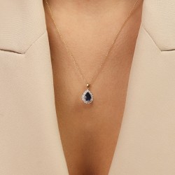 Zawieszka z szafirem i diamentami (P82052 Y SA) - zdjęcie: 3
