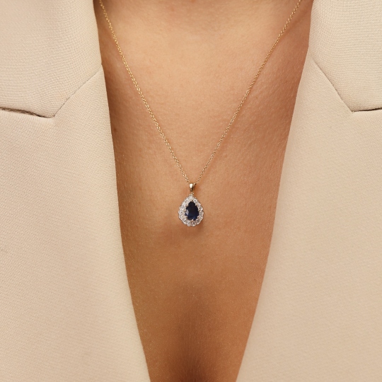 Zawieszka z szafirem i diamentami (P82052 Y SA)