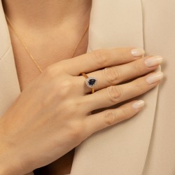 Pierścionek z szafirem i diamentami (R82052 Y SA): 10 - zdjęcie: 3