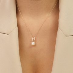 Naszyjnik z perłą i diamentem (N11623 Y PL)