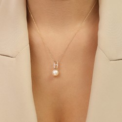 Naszyjnik z perłą i diamentem (N11623 Y PL) - zdjęcie: 3