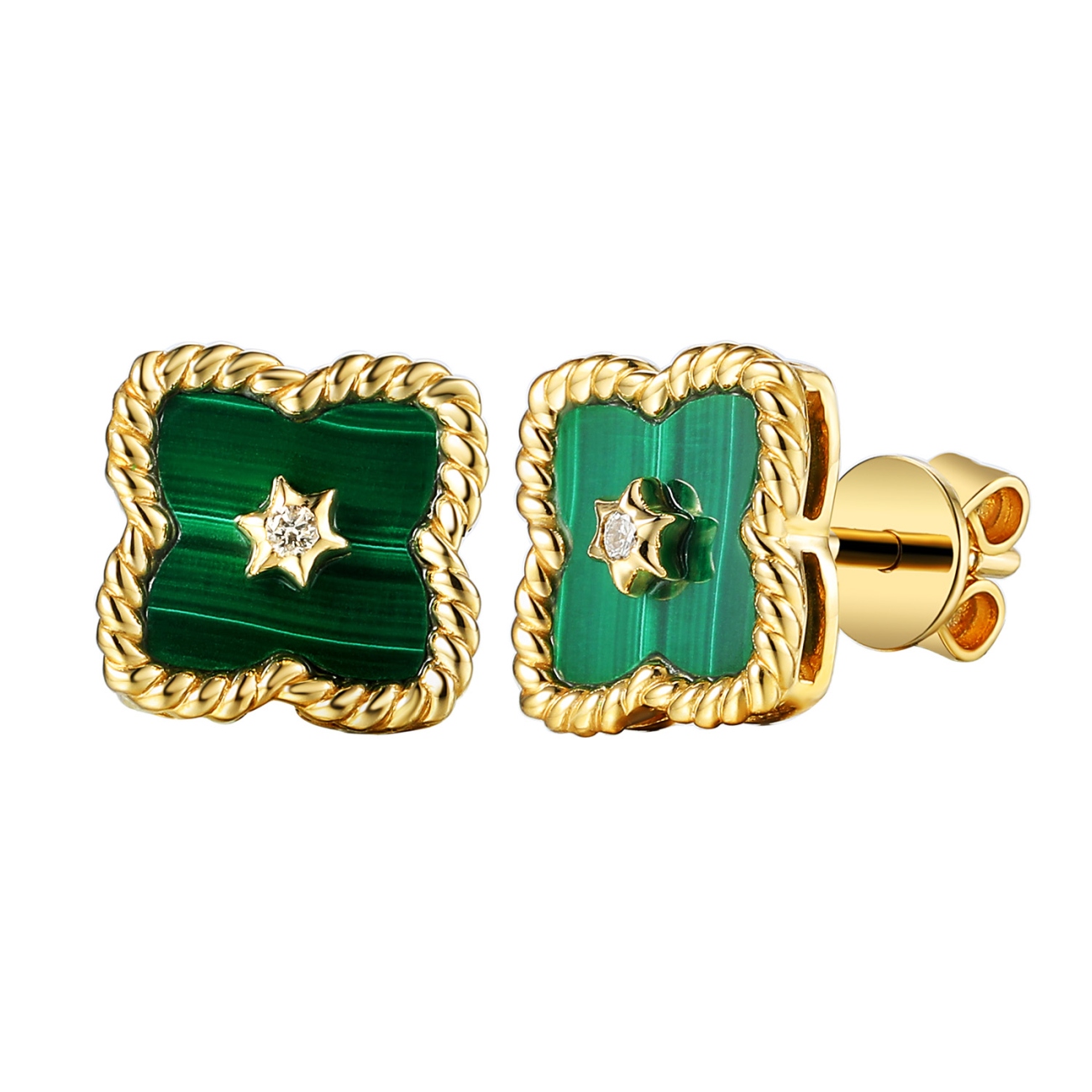 Kolczyki z malachitem i diamentami (E98240 Y S MA)