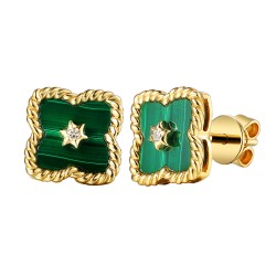 Kolczyki z malachitem i diamentami (E98240 Y S MA) - zdjęcie: 2
