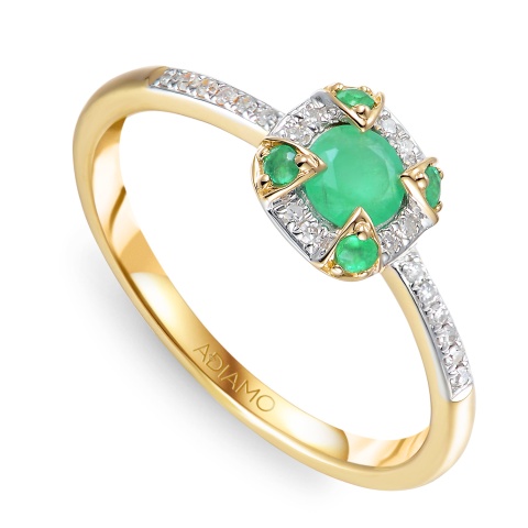 Pierścionek ze szmaragdami i diamentami (R98241 Y EM)