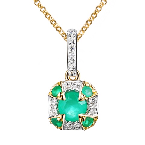 Zawieszka ze szmaragdem i diamentami (P98241 Y EM)