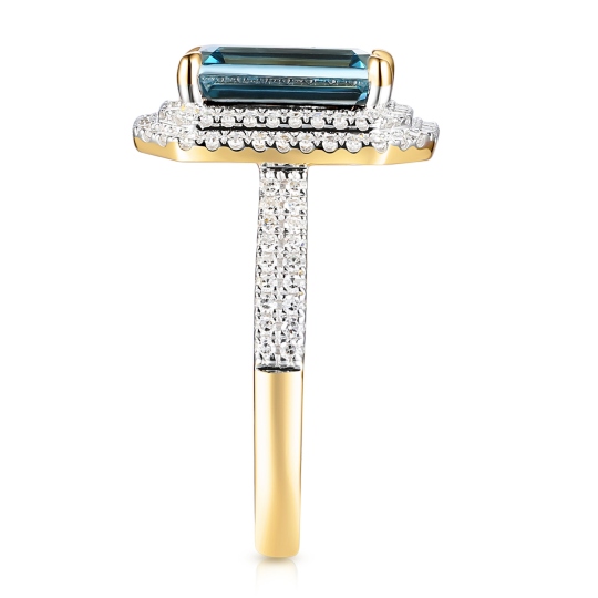 Pierścionek z niebieskim topazem i diamentami (R98239 Y BT): 10