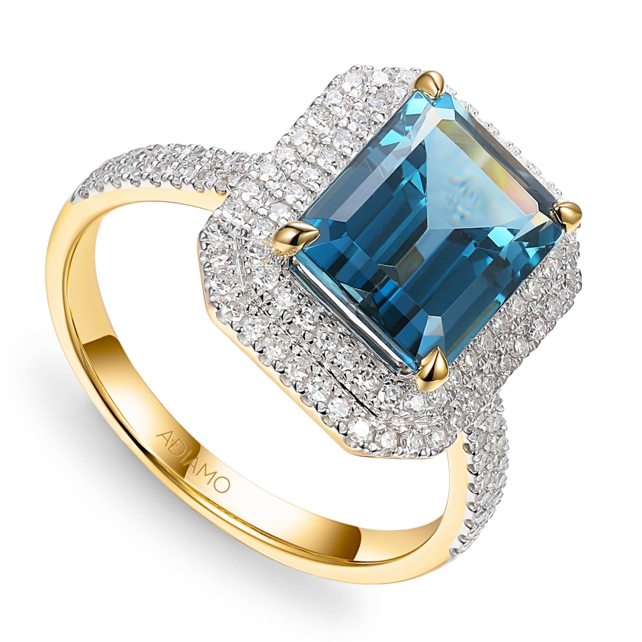 Pierścionek z niebieskim topazem i diamentami (R98239 Y BT): 10