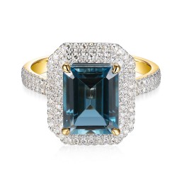 Pierścionek z niebieskim topazem i diamentami (R98239 Y BT): 10 - zdjęcie: 3