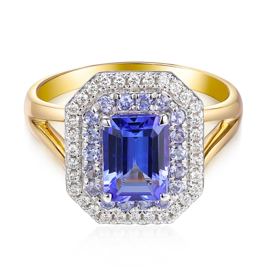 Pierścionek z tanzanitem i diamentami (R88813 YW T): 16