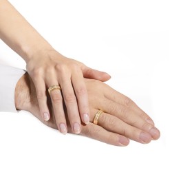 Obrączki ślubne, dwukolorowe złoto, płaskie, 6mm AD59: 8, 23 - zdjęcie: 3