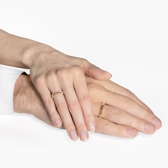 Obrączki ślubne, żółte złoto, diamenty, 3,5mm i 3,5mm (O-R73457 Y): 9, 25