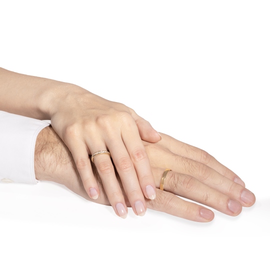 Obrączki ślubne, żółte złoto, diamenty, 3,4mm i 4mm: 9, 25