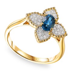 Pierścionek z london blue topazem i diamentami (R98881 Y LBT): 15 - zdjęcie: 2