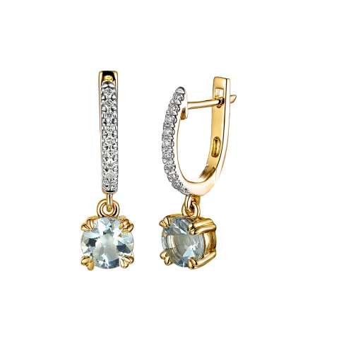 Kolczyki z akwamarynami i diamentami (E82484 Y A AQ)