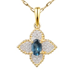 Zawieszka z london blue topazem i diamentami (P98881 Y LBT)