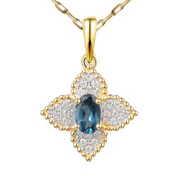 Zawieszka z london blue topazem i diamentami (P98881 Y LBT) - zdjęcie: 2