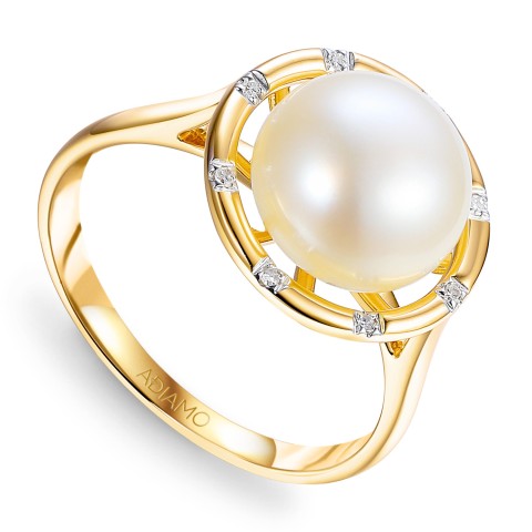 Pierścionek z perłą i diamentami (R98882 Y PL)