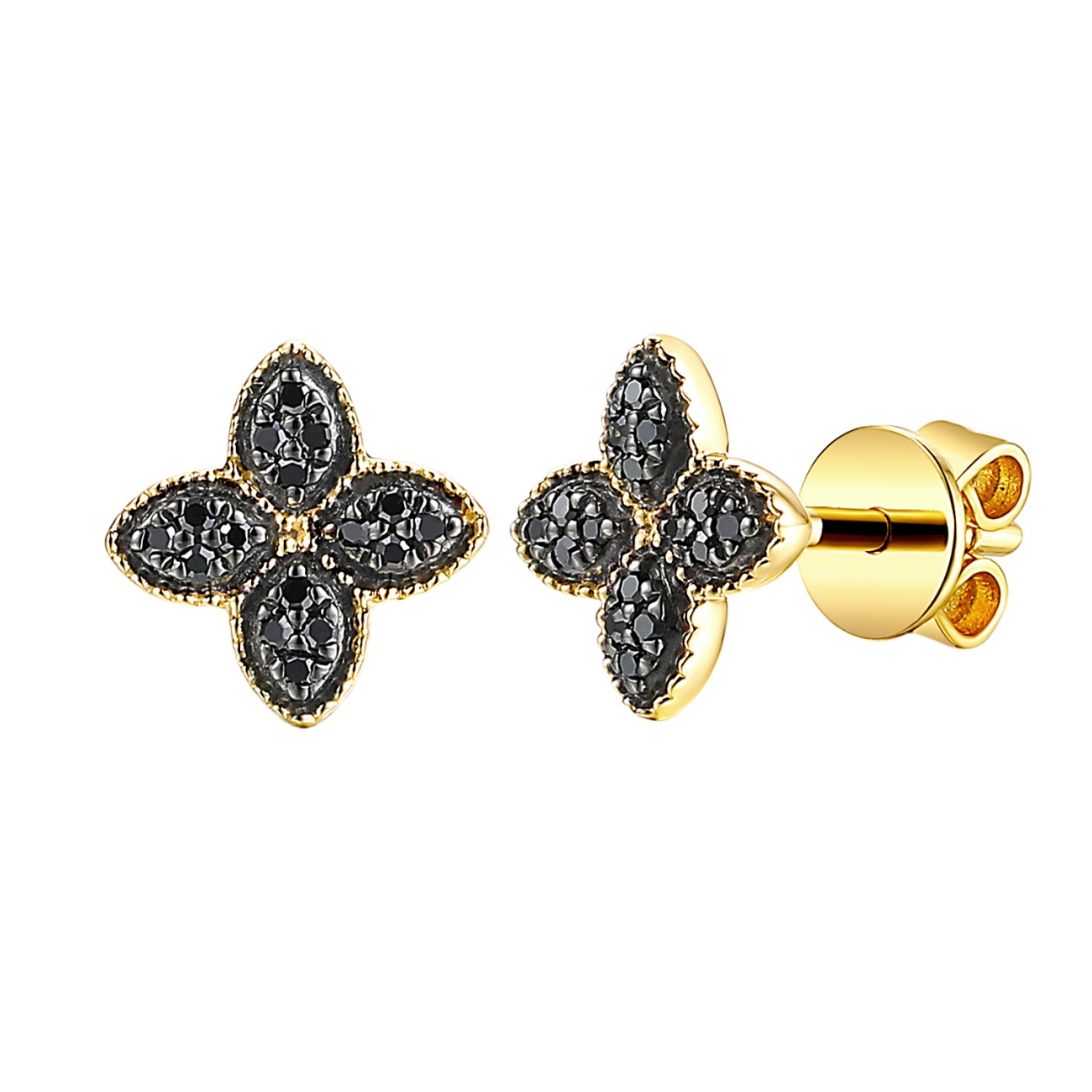 Kolczyki z czarnymi diamentami (E98895 Y S BD)