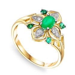 Pierścionek ze szmaragdem i diamentami (R98880 Y EM): 10 - zdjęcie: 2