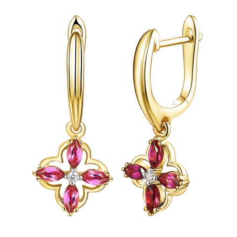 Kolczyki z rodolitami i diamentami (E98901 Y A RH)