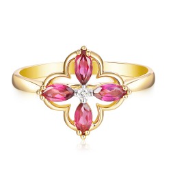 Pierścionek z rodolitami i diamentami (R98901 Y RH): 10 - zdjęcie: 4