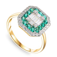 Pierścionek ze szmaragdami laboratoryjnymi (R98892 Y LGEM)
