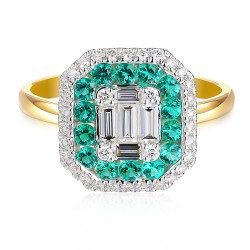 Pierścionek ze szmaragdami laboratoryjnymi (R98892 Y LGEM): 10 - zdjęcie: 4