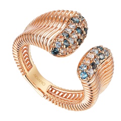 Pierścionek z niebieskimi i białymi topazami (R98871 R BT,WT)