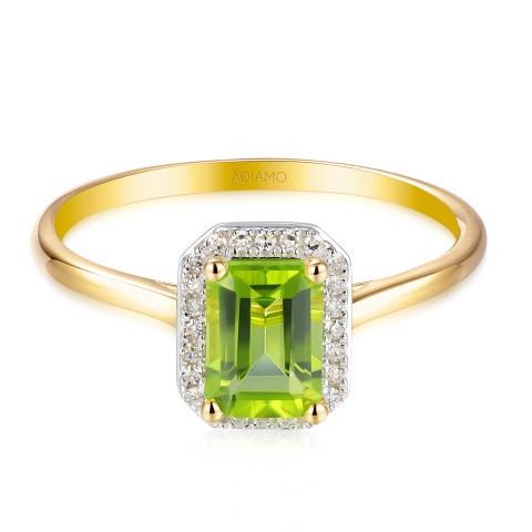 Pierścionek z perydotem i diamentami (R62904 Y PT)