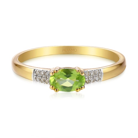 Pierścionek z perydotem i diamentami (R84145 Y PT)