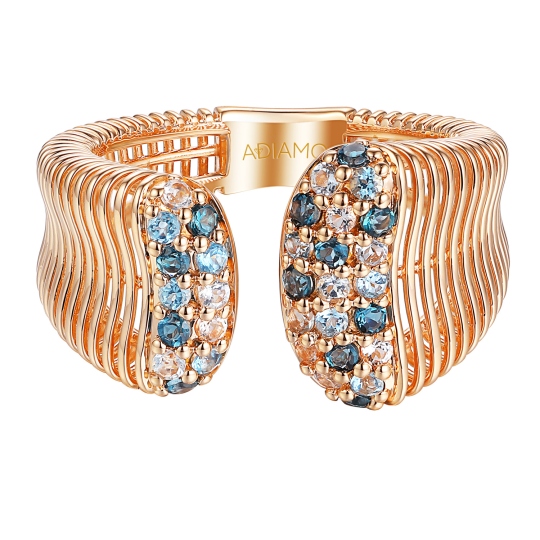 Pierścionek z niebieskimi i białymi topazami (R98871 R BT,WT): 10