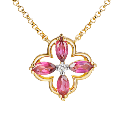 Naszyjnik z rodolitami i diamentem (N12243 Y G RH) - zdjęcie: 2