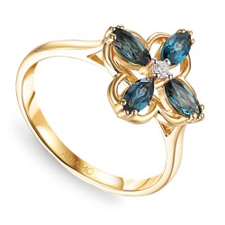 Pierścionek z london blue topazami i diamentami (R98901 Y LBT): 14 - zdjęcie: 2