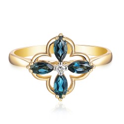 Pierścionek z london blue topazami i diamentami (R98901 Y LBT): 14 - zdjęcie: 4