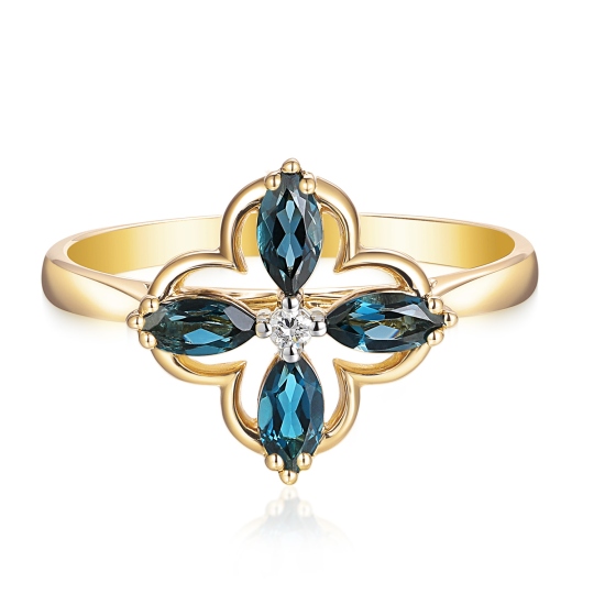 Pierścionek z london blue topazami i diamentami (R98901 Y LBT): 10