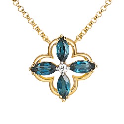 Naszyjnik z london blue topazami i diamentem (N12243 Y G LBT) - zdjęcie: 2