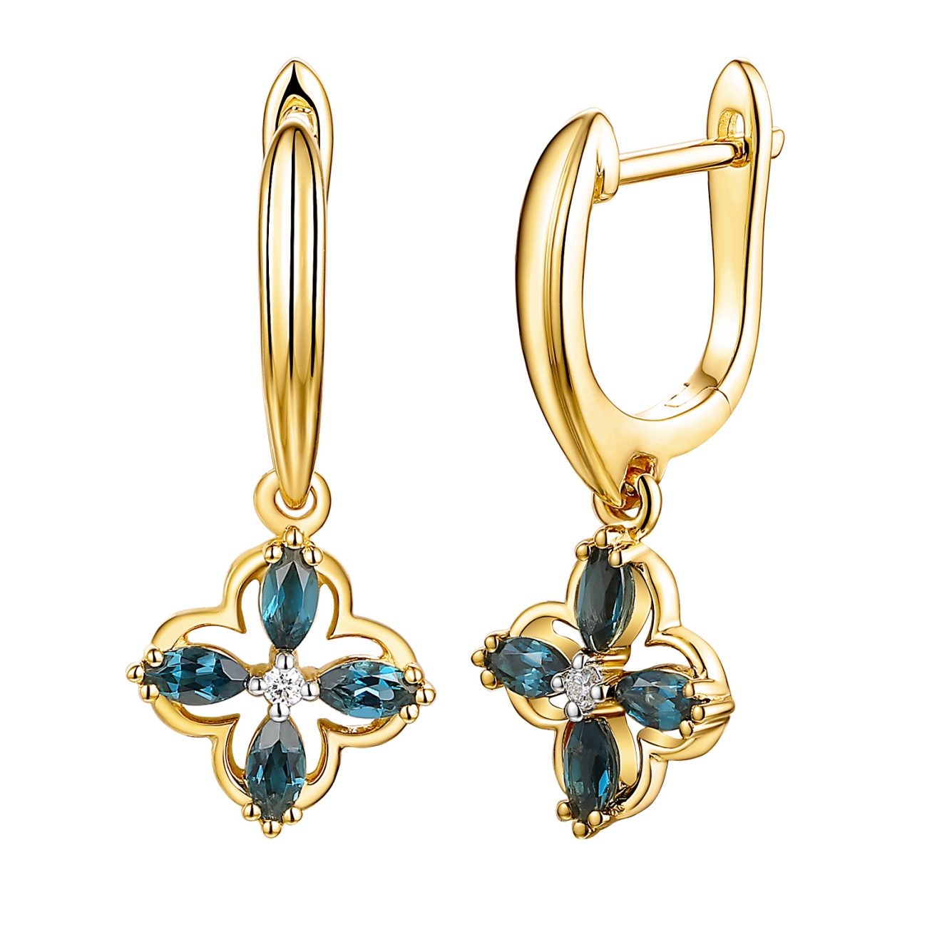 Kolczyki z london blue topazami i diamentami (E98901 Y A LBT)