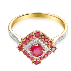 Pierścionek z rubinami i diamentami (R93326 Y RU)