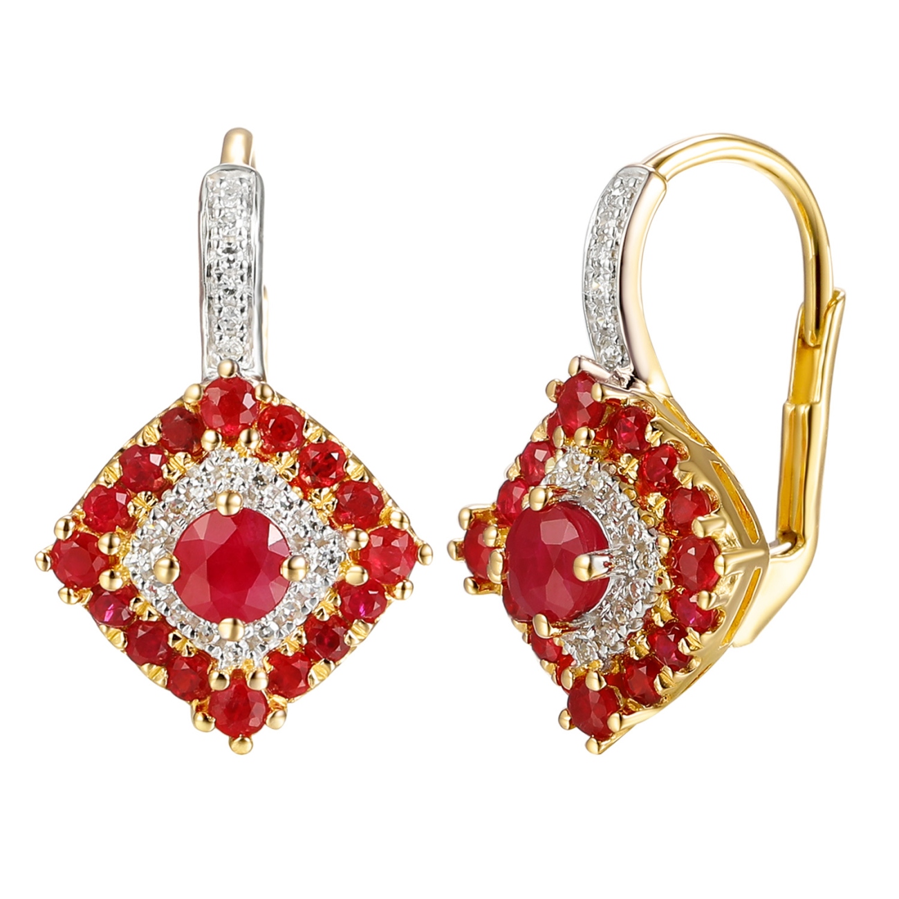Kolczyki z rubinami i diamentami (E93326 Y P RU)