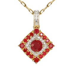 Zawieszka z rubinami i diamentami (P93326 Y RU) - zdjęcie: 2