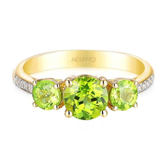 Pierścionek z perydotami i diamentami (R59520 Y PT): 15