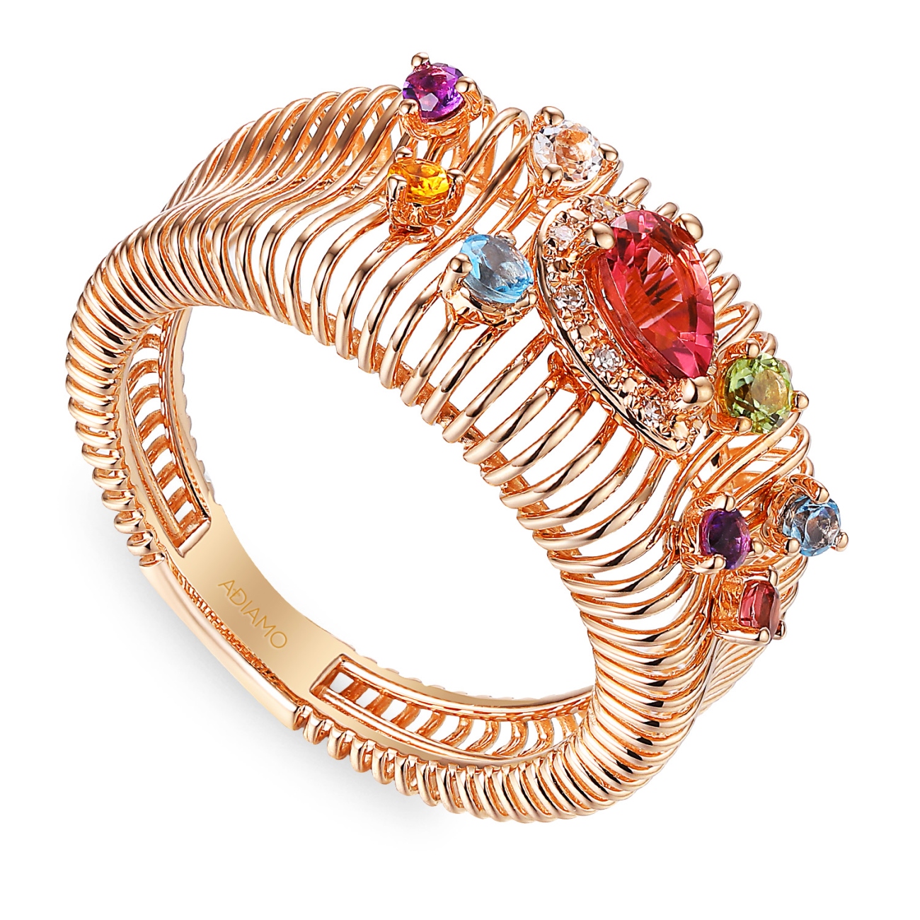 Pierścionek z kolorowymi kamieniami i diamentami (R98870 R AM,BT,CT,PTR,WT) : 10