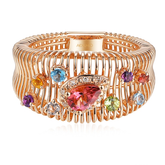 Pierścionek z kolorowymi kamieniami i diamentami (R98870 R AM,BT,CT,PTR,WT) : 10