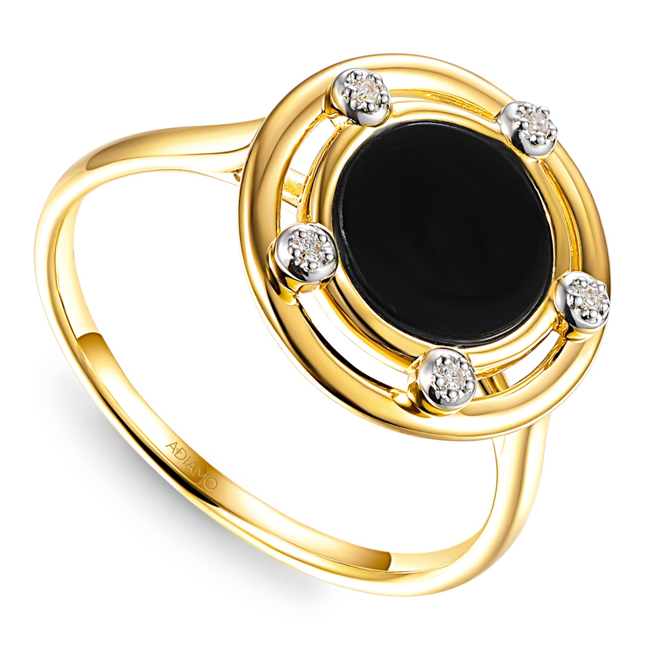 Pierścionek z czarnym agatem i diamentami (R98887 Y BAG): 17