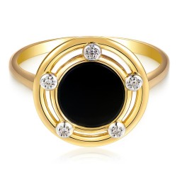 Pierścionek z czarnym agatem i diamentami (R98887 Y BAG): 17 - zdjęcie: 4