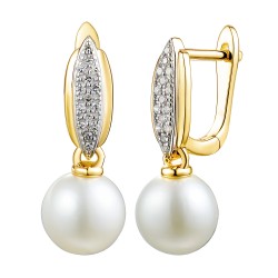 Kolczyki z perłami i diamentami (E98884 Y A PL) - zdjęcie: 2