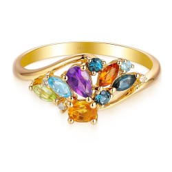 Pierścionek z kolorowymi kamieniami i diamentami (R98894 Y AM,BT,CT,PT): 10 - zdjęcie: 4